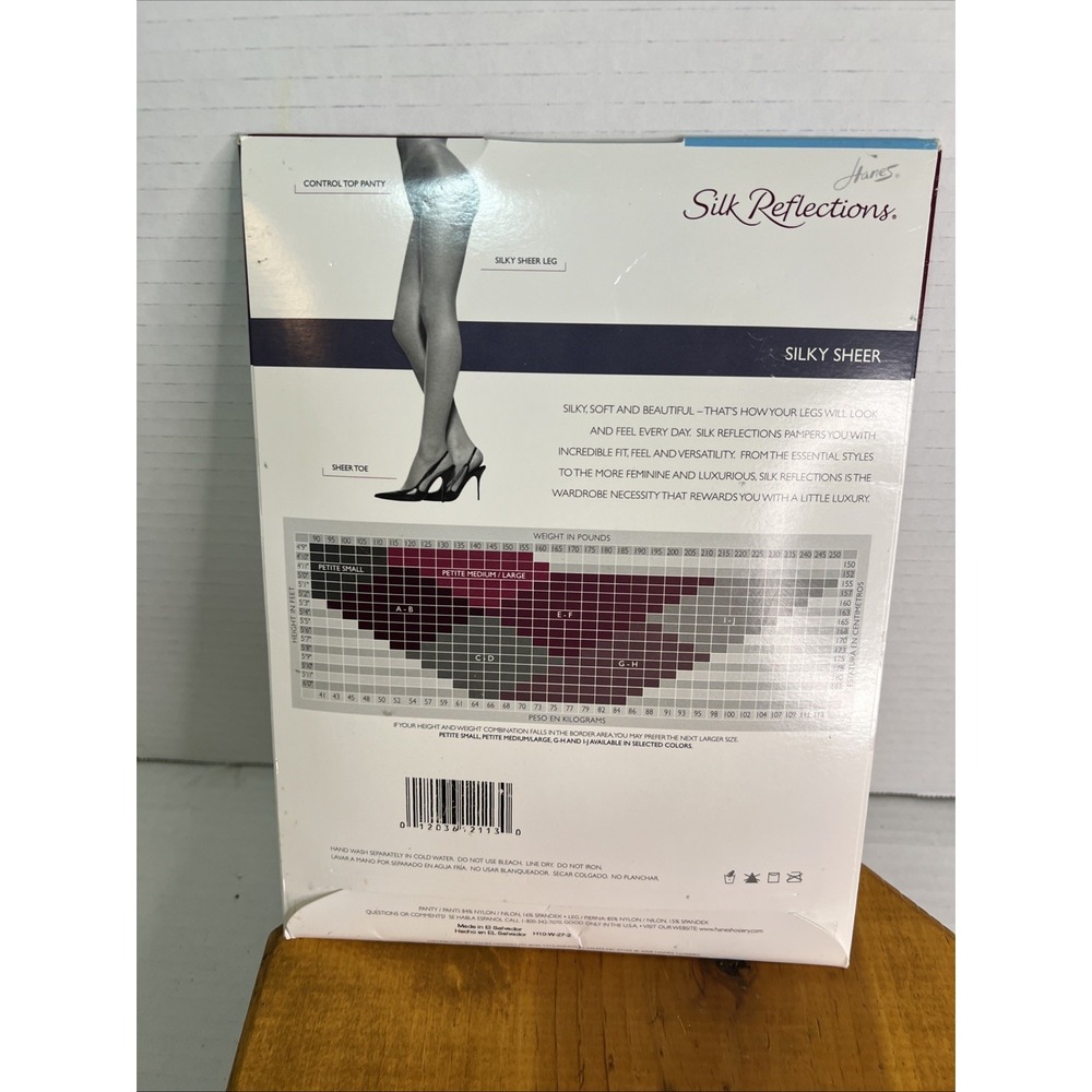 Hanes Silk Reflections Quicksilver Control Top Pantyhose Sandalfoot Sz EF #717 - Picture 5 of 8